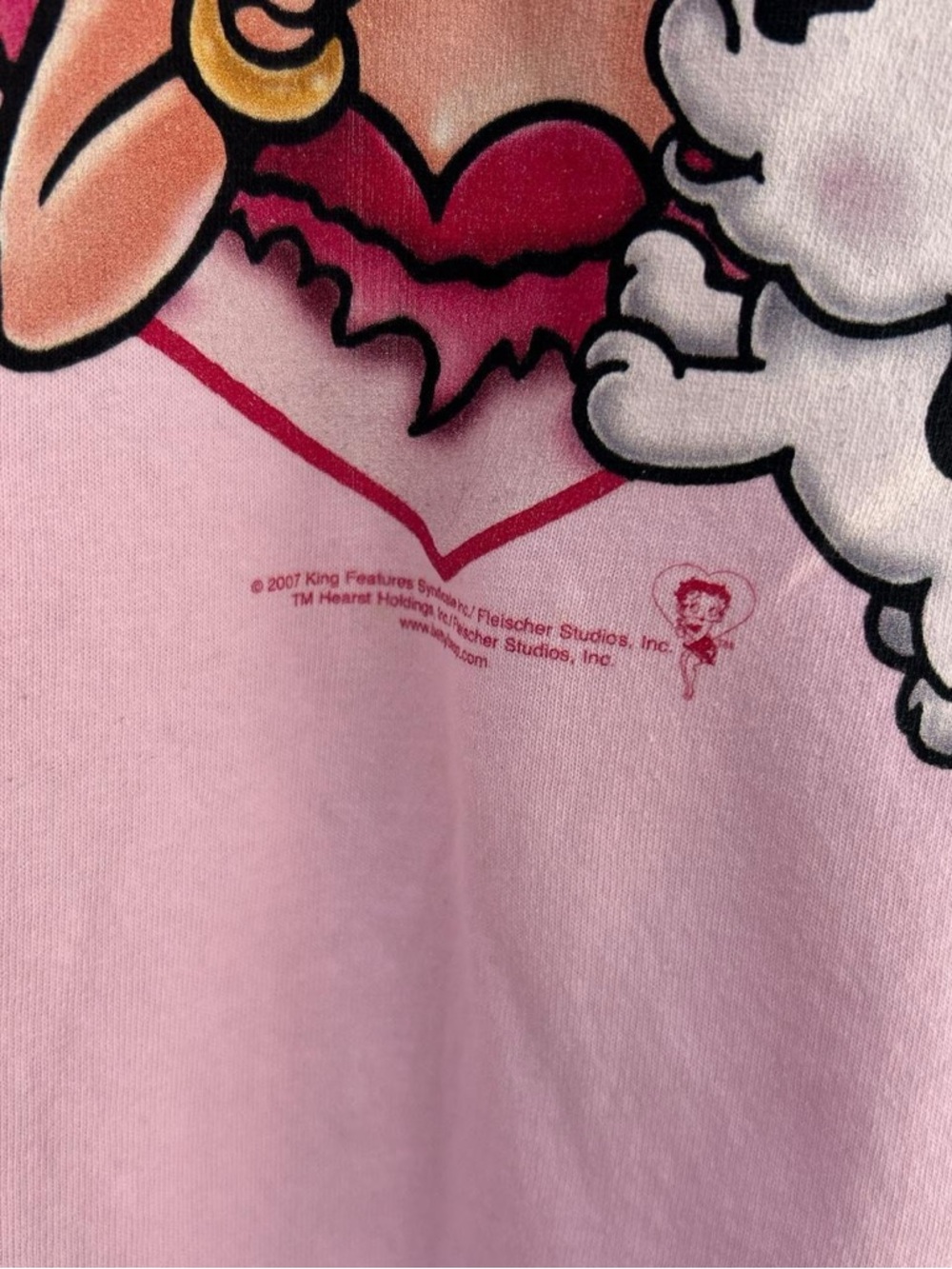 Vintage 2007 Betty Boop Heart Tee Pink Delta Tagged M - Picture 3 of 5